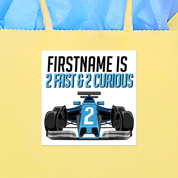 2 Fast & 2 Curious (Race Car) - Custom Stickers