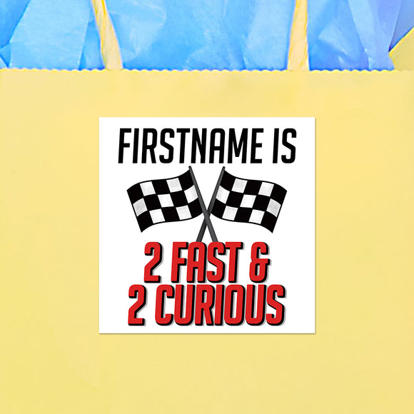 2 Fast & 2 Curious (Racing Flags) - Custom Stickers