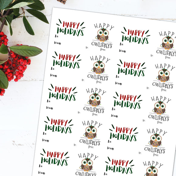 Happy Owlidays & Holidays Mix (Gift Tag) - Stickers