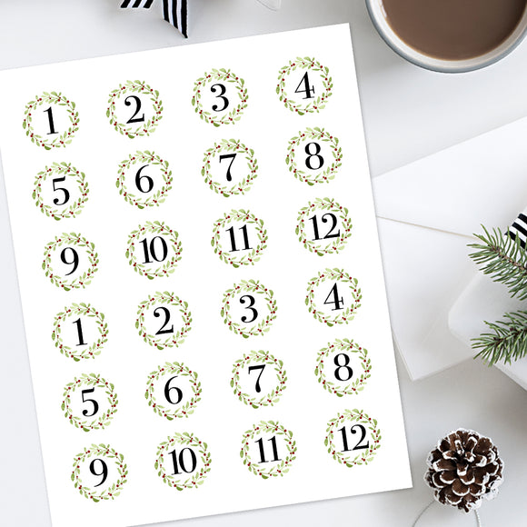 Advent Calendar 12 Days (Christmas Wreath) - Stickers