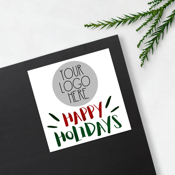 Happy Holidays (Your Logo) - Custom Stickers