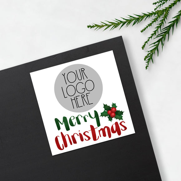 Merry Christmas (Your Logo) - Custom Stickers