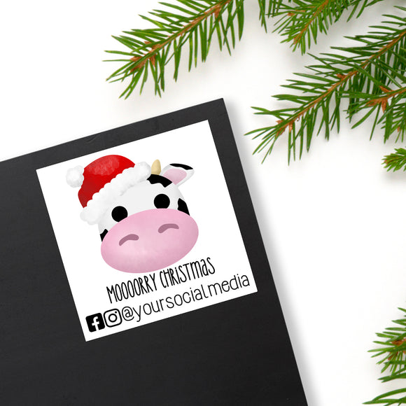 Moooorry Christmas Cow (Your Social Media) - Custom Stickers