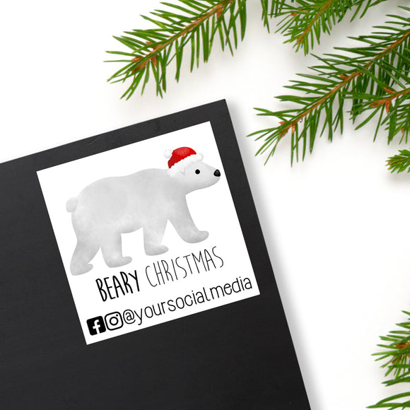 Beary Christmas (Your Social Media) - Custom Stickers