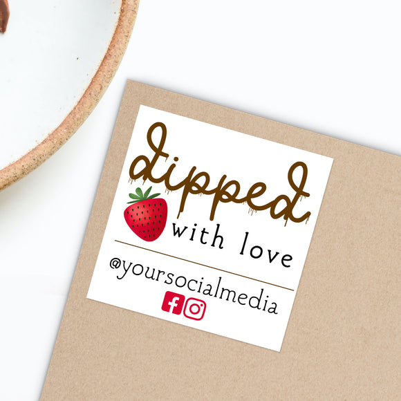 Dipped With Love With Social Media (Strawberry) - Custom Stickers