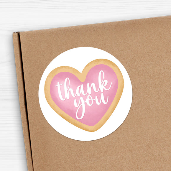Thank You (Pink Heart Cookie) - Stickers