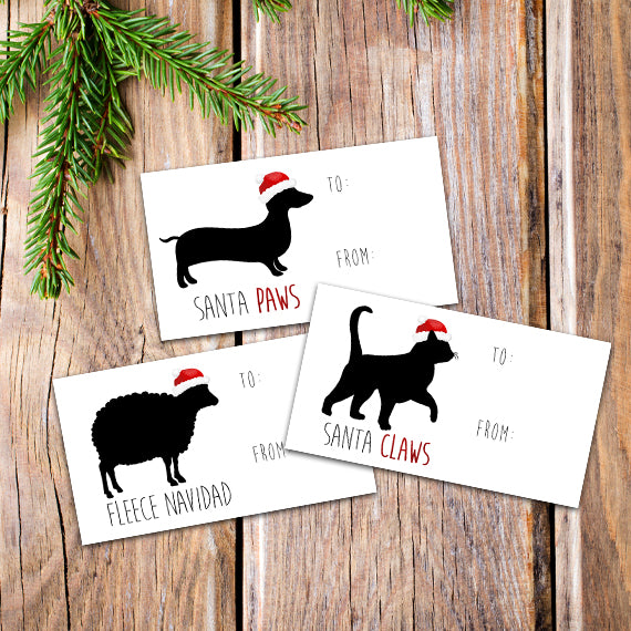Christmas (Animal Silhouettes) - Print At Home Gift Tags