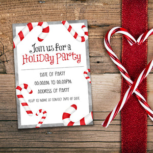 Candy Canes (Holiday Party) - Custom Text Print At Home Invite