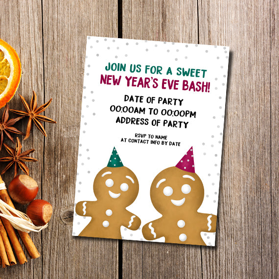Gingerbread Cookies (New Years Party) - Custom Text Print At Home Invite