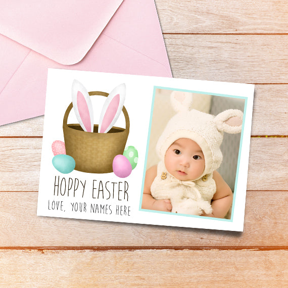 Hoppy Easter - Your Photo And Custom Text Print At Home Card