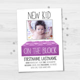 New Kid On The Block Birth Announcement - Your Photo And Custom Text Print At Home Card