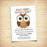 Owl (Baby Shower) - Custom Text Print At Home Invite