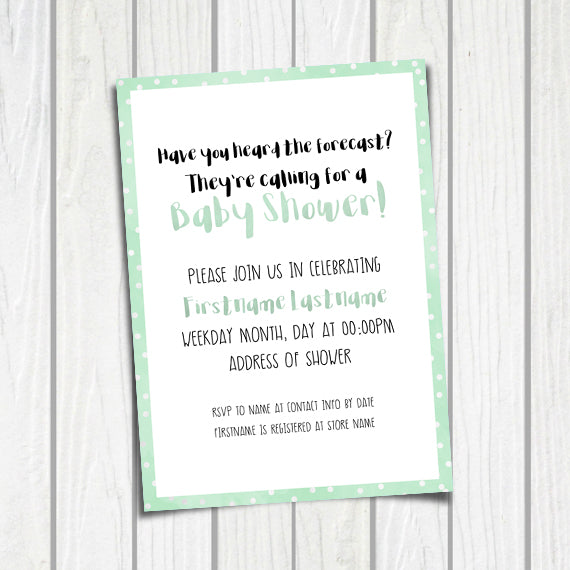 Polka Dots (Baby Shower) - Custom Text Print At Home Invite