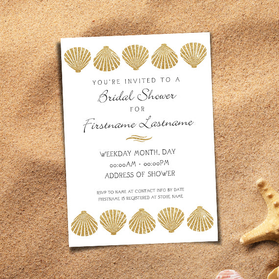 Sea Shells (Bridal Shower) - Custom Text Print At Home Invite