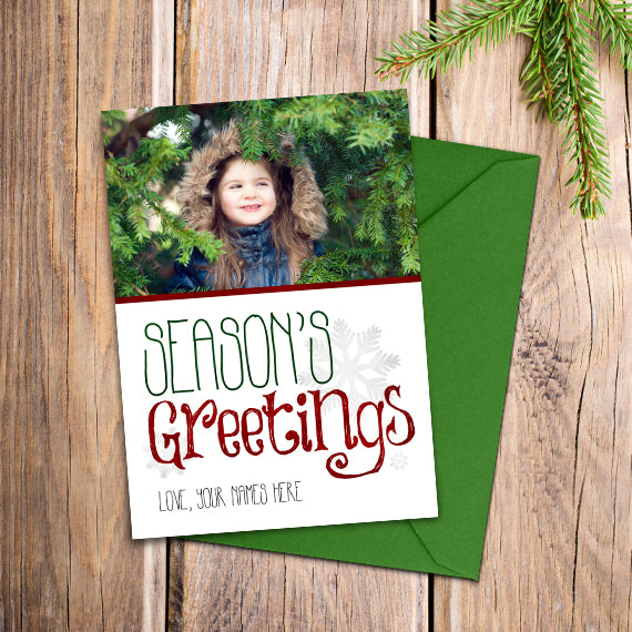 Season's Greetings - Your Photo And Custom Text Print At Home Card