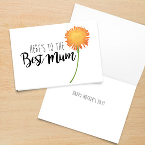 Here's To The Best Mum - Print At Home Card
