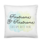 Names And Date (Watercolor) - Custom Text Pillow