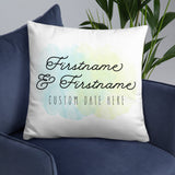 Names And Date (Watercolor) - Custom Text Pillow