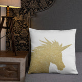Gold Unicorn (Faux Glitter) - Pillow