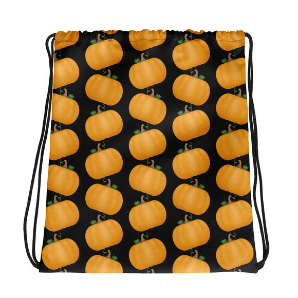 Pumpkins (Black Background) - Drawstring Bag