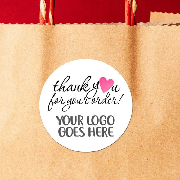 Your Logo (Thank You For Your Order Pink Heart) - Custom Stickers
