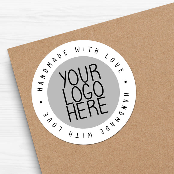 Handmade With Love Circular Text (Your Logo) - Custom Stickers