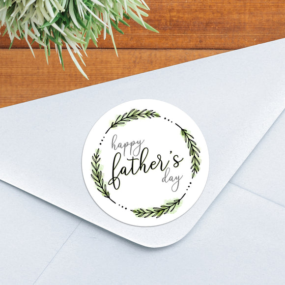 Happy Father's Day (Fancy Green Wreath) - Stickers
