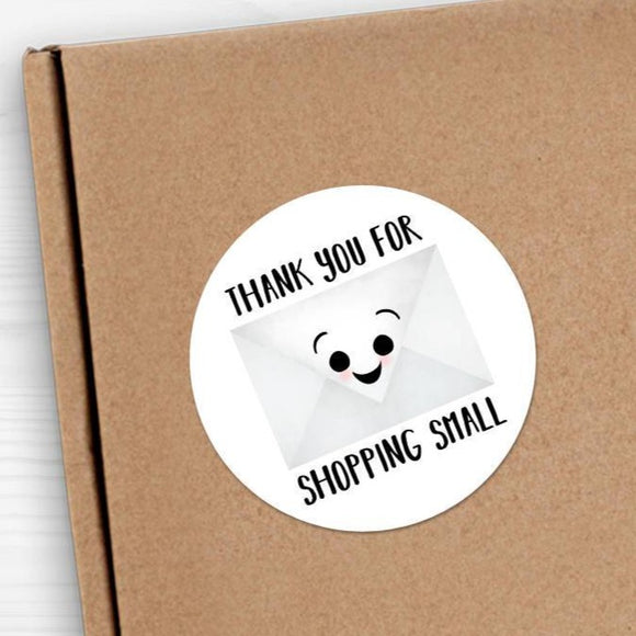 Thank You For Shopping Small (Happy Envelope) - Stickers