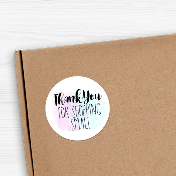 Thank You For Shopping Small (Watercolor Background) - Stickers