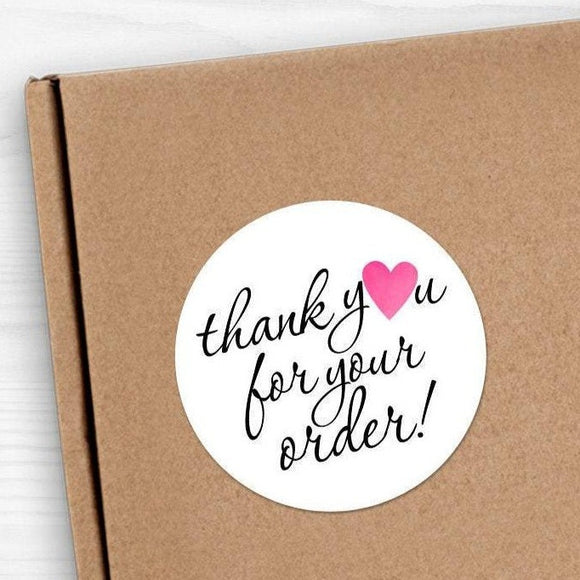 Thank You For Your Order (Pink Heart) - Stickers