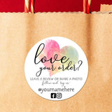 Love Your Order? Leave A Review Or Share A Photo (Fancy Pink Mix Watercolor Heart) - Custom Stickers