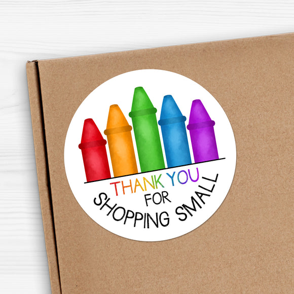 Thank You For Shopping Small (Crayons) - Stickers