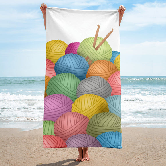 Crochet Hooks And A Pile Of Yarn - Towel