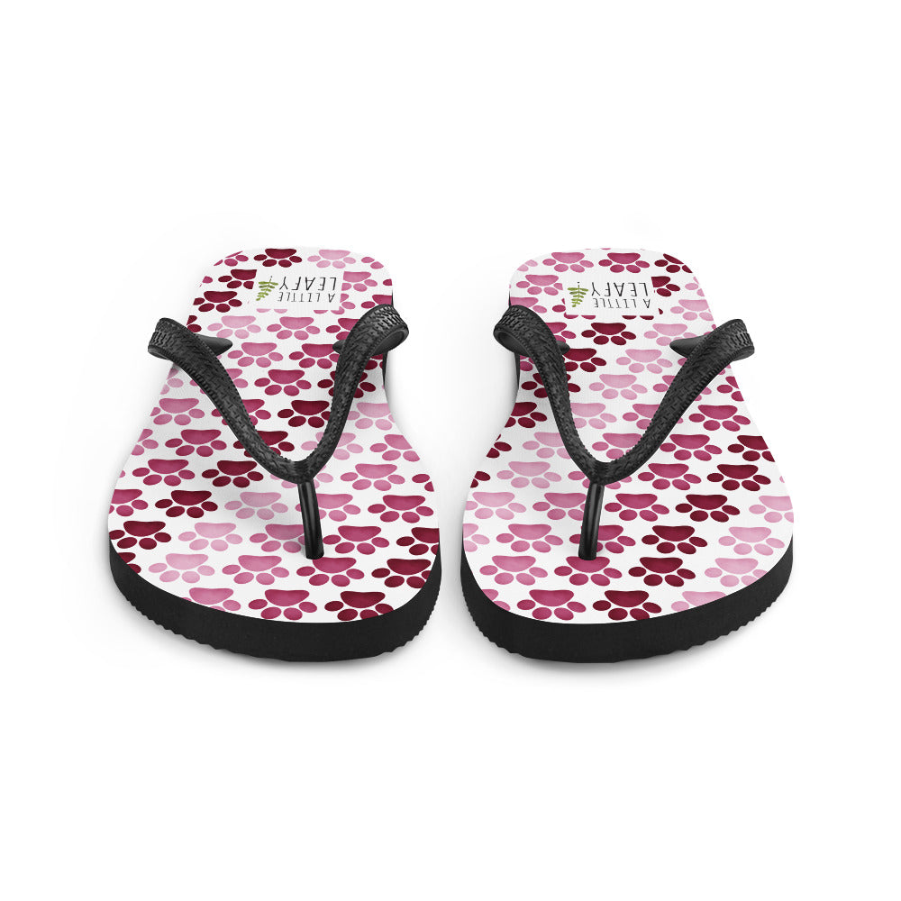 Paw Prints Pattern Flip Flops A Little Leafy