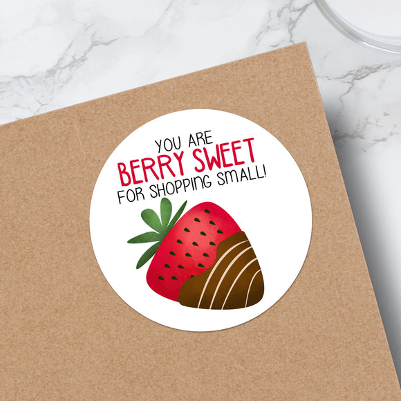 You Are Berry Sweet For Shopping Small (Chocolate Covered Strawberry) - Stickers