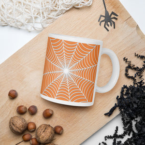 Spiderweb Pattern (Orange Background) - Mug