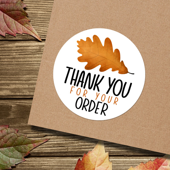 Thank You For Your Order (Single Autumn Leaf) - Stickers