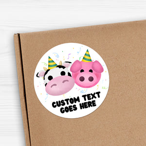 Farm Animals Party (Cow & Pig) - Custom Stickers