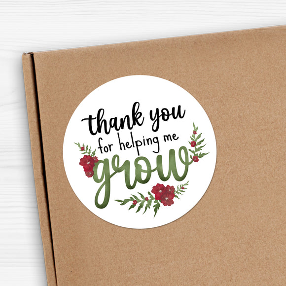 Thank You For Helping Me Grow (Flowers) - Stickers