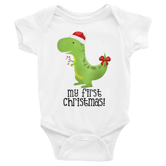 My First Christmas (Dinosaur) - Baby Bodysuit