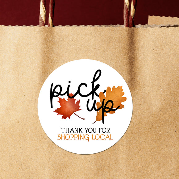 Pick Up Thank You For Shopping Local (Fall Leaves) - Stickers