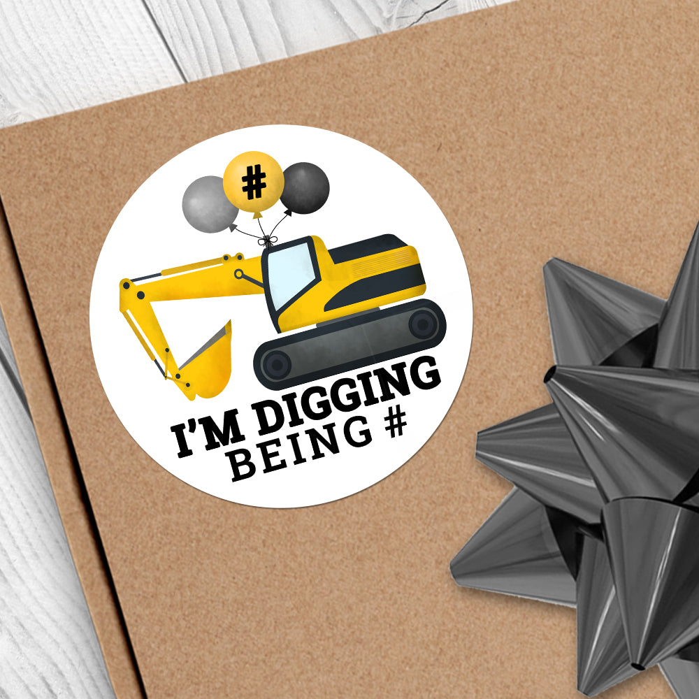 Construction Birthday Party (I'm Digging Being) - Custom Stickers โ A ...
