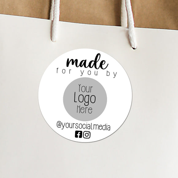 Made For You By (Your Logo & Social Media) - Custom Stickers