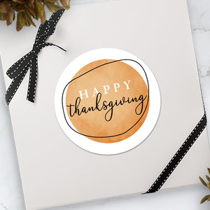 Happy Thanksgiving (Wavy Outline & Circle) - Stickers