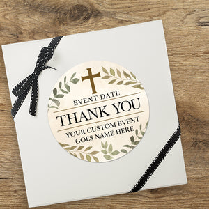 Thank You (Cross & Rustic Leaves) - Custom Stickers