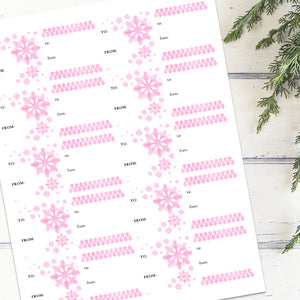 Pink Snowflakes & Christmas Tree Mix (Gift Tag) - Stickers