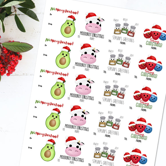 Funny Christmas And Season's Greetings Puns Mix (Gift Tag) - Stickers