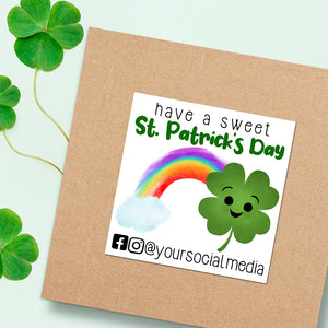 Have A Sweet St. Patrick's Day With Social Media (Rainbow & Clover) - Custom Stickers