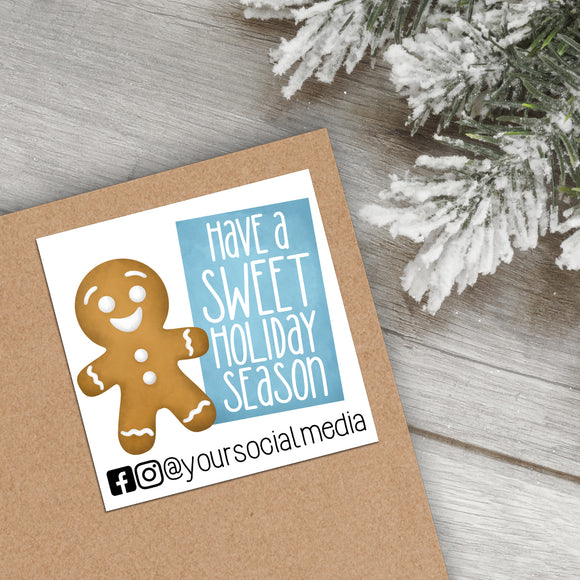 Have A Sweet Holiday Season With Social Media (Gingerbread Cookie) - Custom Stickers