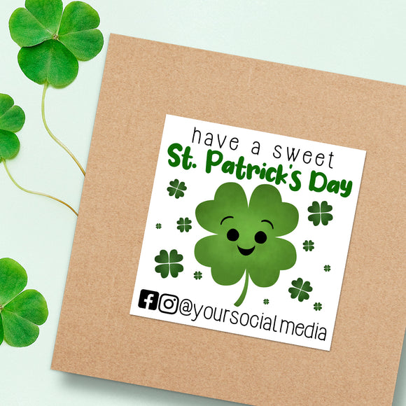 Have A Sweet St. Patrick's Day With Social Media (Happy Clover) - Custom Stickers